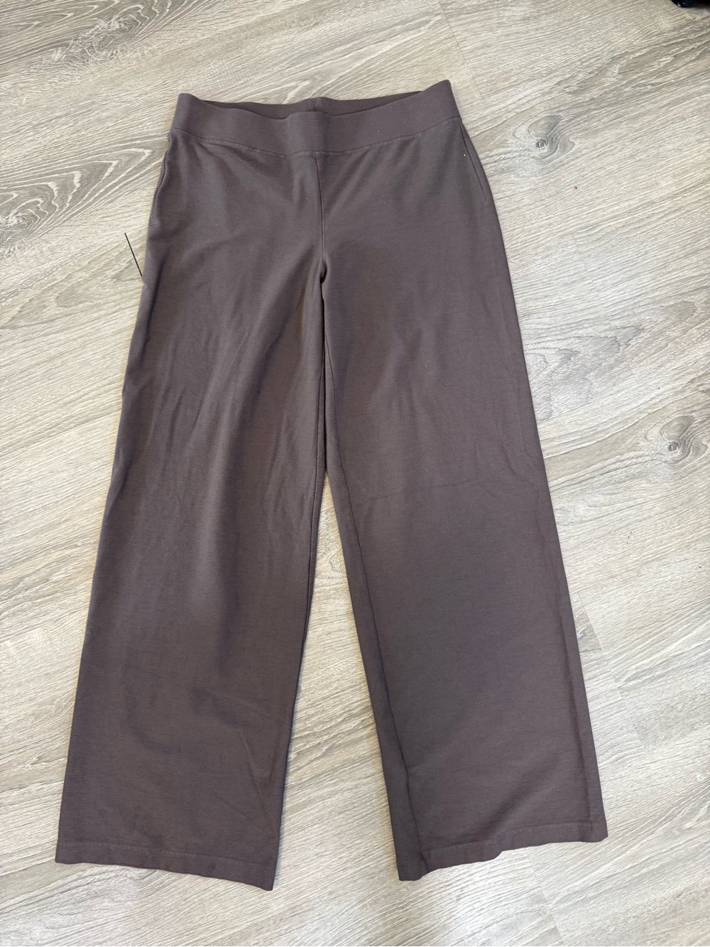 Eileen Fisher Brown Knit Wide-Leg Pants - stretchy and chic